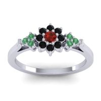 Garnet Fashion Ring In Palladium With Black Onyx And Emerald – Zepala Simple Ring