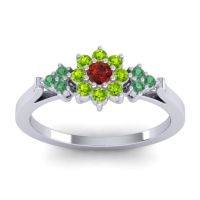 Garnet Fashion Ring In Platinum With Peridot And Emerald – Zepala Simple Ring