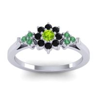 Peridot Fashion Ring In Palladium With Black Onyx And Emerald – Zepala Simple Ring
