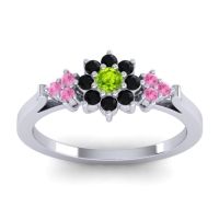 Peridot Fashion Ring In Palladium With Black Onyx And Pink Tourmaline – Zepala Simple Ring