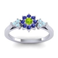 Peridot Fashion Ring In Platinum With Blue Sapphire And Aquamarine – Zepala Simple Ring