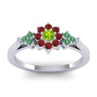 Peridot Fashion Ring In Platinum With Garnet And Emerald – Zepala Simple Ring