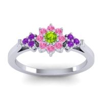 Peridot Fashion Ring In Palladium With Pink Tourmaline And Amethyst – Zepala Simple Ring