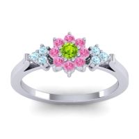 Peridot Fashion Ring In Palladium With Pink Tourmaline And Aquamarine – Zepala Simple Ring