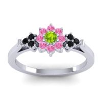 Peridot Fashion Ring In Palladium With Pink Tourmaline And Black Onyx – Zepala Simple Ring
