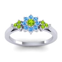 Peridot Fashion Ring In Palladium With Swiss Blue Topaz – Zepala Simple Ring