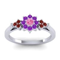 Pink Tourmaline Fashion Ring In Palladium With Amethyst And Garnet – Zepala Simple Ring