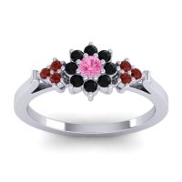 Pink Tourmaline Fashion Ring In Palladium With Black Onyx And Garnet – Zepala Simple Ring