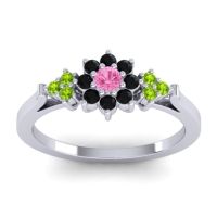 Pink Tourmaline Fashion Ring In Palladium With Black Onyx And Peridot – Zepala Simple Ring