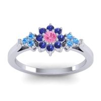 Pink Tourmaline Fashion Ring In Platinum With Blue Sapphire And Swiss Blue Topaz – Zepala Simple Ring