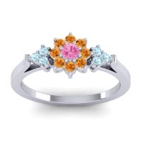 Pink Tourmaline Fashion Ring In Palladium With Citrine And Aquamarine – Zepala Simple Ring