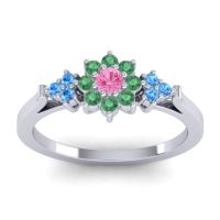 Pink Tourmaline Fashion Ring In Palladium With Emerald And Swiss Blue Topaz – Zepala Simple Ring