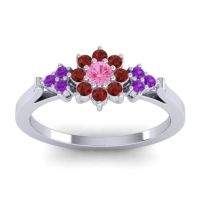 Pink Tourmaline Fashion Ring In Palladium With Garnet And Amethyst – Zepala Simple Ring