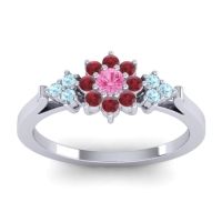 Pink Tourmaline Fashion Ring In Platinum With Ruby And Aquamarine – Zepala Simple Ring