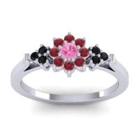Pink Tourmaline Fashion Ring In Palladium With Ruby And Black Onyx – Zepala Simple Ring