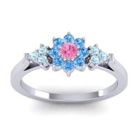 Pink Tourmaline Fashion Ring In Palladium With Swiss Blue Topaz And Aquamarine – Zepala Simple Ring