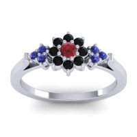 Ruby Fashion Ring In Palladium With Black Onyx And Blue Sapphire – Zepala Simple Ring