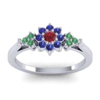 Ruby Fashion Ring In Platinum With Blue Sapphire And Emerald – Zepala Simple Ring