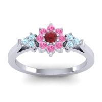Ruby Fashion Ring In Palladium With Pink Tourmaline And Aquamarine – Zepala Simple Ring