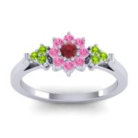 Ruby Fashion Ring In Palladium With Pink Tourmaline And Peridot – Zepala Simple Ring