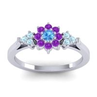 Swiss Blue Topaz Fashion Ring In Palladium With Amethyst And Aquamarine – Zepala Simple Ring