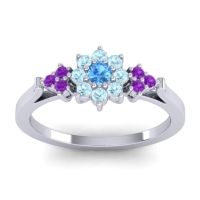 Swiss Blue Topaz Fashion Ring In Palladium With Aquamarine And Amethyst – Zepala Simple Ring