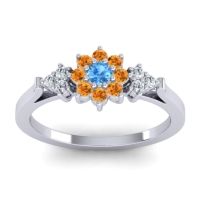 Swiss Blue Topaz Fashion Ring In Palladium With Citrine And Lab Diamond – Zepala Simple Ring
