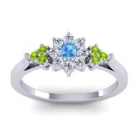 Swiss Blue Topaz Fashion Ring In Palladium With Diamond And Peridot – Zepala Simple Ring