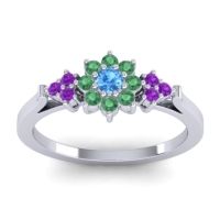 Swiss Blue Topaz Fashion Ring In Palladium With Emerald And Amethyst – Zepala Simple Ring