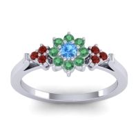 Swiss Blue Topaz Fashion Ring In Platinum With Emerald And Garnet – Zepala Simple Ring