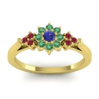 Blue Sapphire Fashion Ring In 18k Yellow Gold With Emerald And Ruby – Zepala Simple Ring