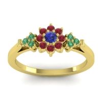 Blue Sapphire Fashion Ring In 18k Yellow Gold With Ruby And Emerald – Zepala Simple Ring
