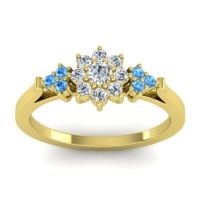 Diamond Fashion Ring In 18k Yellow Gold With Swiss Blue Topaz – Zepala Simple Ring