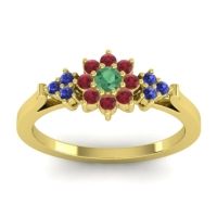 Emerald Fashion Ring In 18k Yellow Gold With Ruby And Blue Sapphire – Zepala Simple Ring