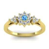 Swiss Blue Topaz Fashion Ring In 18k Yellow Gold With Diamond – Zepala Simple Ring