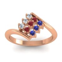 Ruby Fashion Ring In 18K Rose Gold With Diamond And Blue Sapphire – Navaza Simple Ring