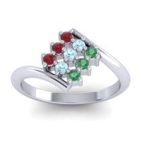 Aquamarine Fashion Ring In Palladium With Ruby And Emerald – Navaza Simple Ring