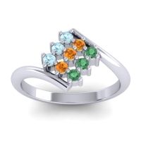 Citrine Fashion Ring In Palladium With Aquamarine And Emerald – Navaza Simple Ring