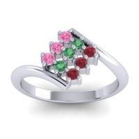 Emerald Fashion Ring In Palladium With Pink Tourmaline And Ruby – Navaza Simple Ring