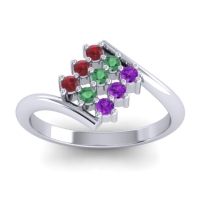 Emerald Fashion Ring In Palladium With Ruby And Amethyst – Navaza Simple Ring