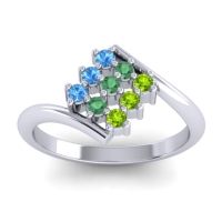 Emerald Fashion Ring In Platinum With Swiss Blue Topaz And Peridot – Navaza Simple Ring