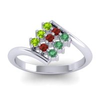 Garnet Fashion Ring In Platinum With Peridot And Emerald – Navaza Simple Ring