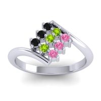Peridot Fashion Ring In Palladium With Black Onyx And Pink Tourmaline – Navaza Simple Ring