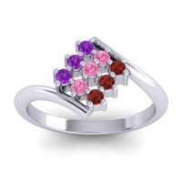 Pink Tourmaline Fashion Ring In Palladium With Amethyst And Garnet – Navaza Simple Ring