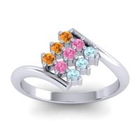 Pink Tourmaline Fashion Ring In Palladium With Citrine And Aquamarine – Navaza Simple Ring