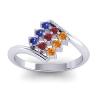 Ruby Fashion Ring In Palladium With Blue Sapphire And Citrine – Navaza Simple Ring