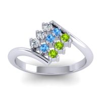 Swiss Blue Topaz Fashion Ring In Palladium With Diamond And Peridot – Navaza Simple Ring
