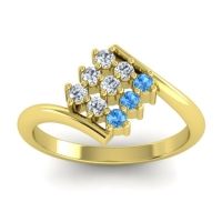 Diamond Fashion Ring In 18k Yellow Gold With Swiss Blue Topaz – Navaza Simple Ring