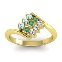 Emerald Fashion Ring In 18k Yellow Gold With Aquamarine And Diamond – Navaza Simple Ring