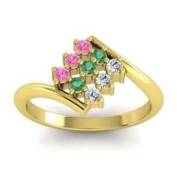 Emerald Fashion Ring In 18k Yellow Gold With Pink Tourmaline And Diamond – Navaza Simple Ring